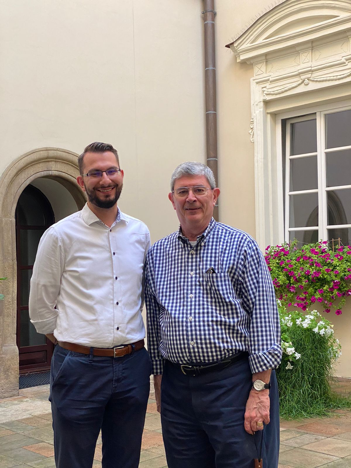 Filip Veber with Professor George Weigel in Krakow, 2023